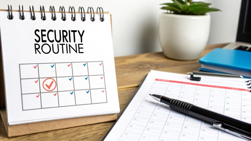 A calendar with recurring events, symbolizing the habit of regular security assessments.