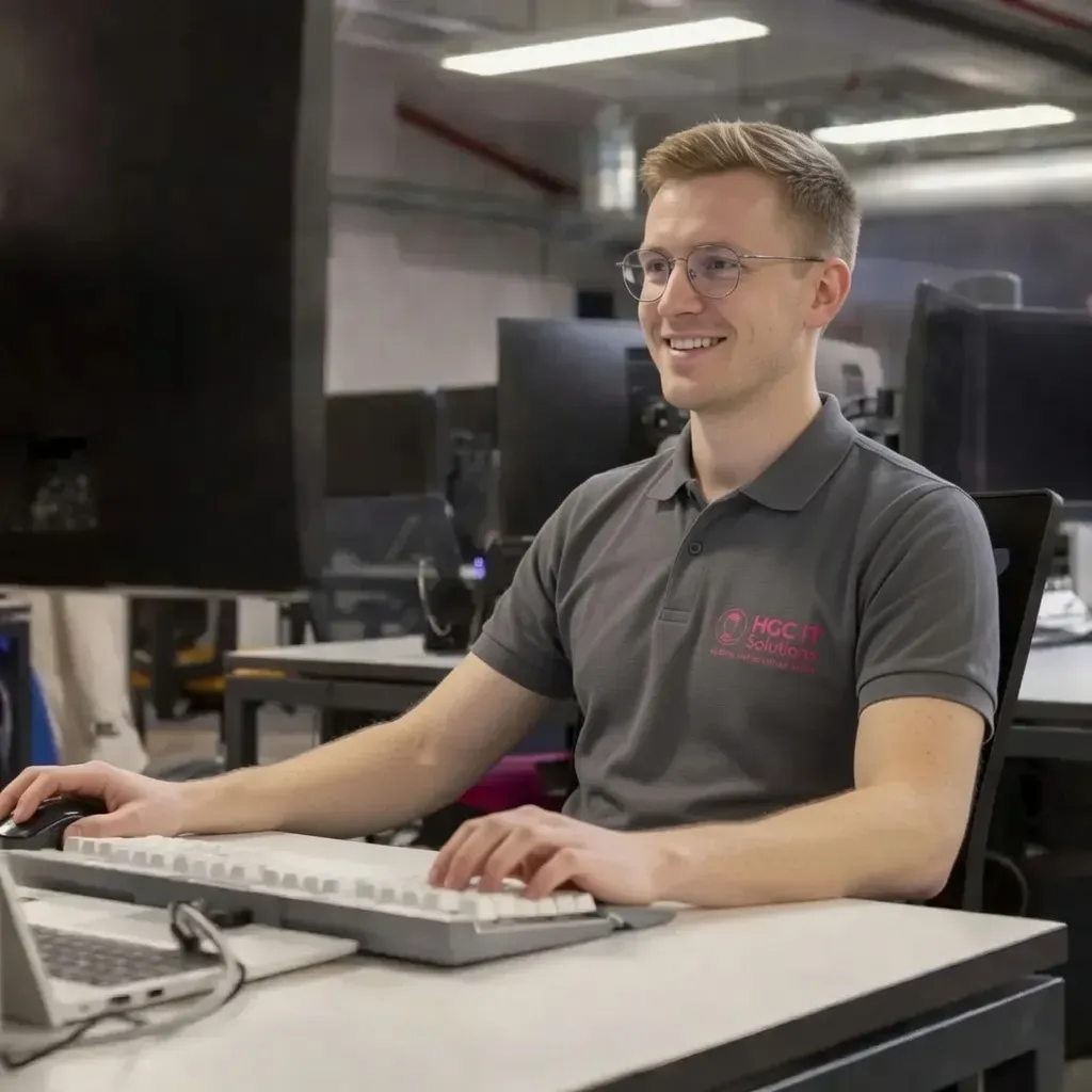 Cybersecurity support technician protecting a UK small business